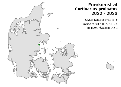 Cortinarius pruinatus - udbredelseskort