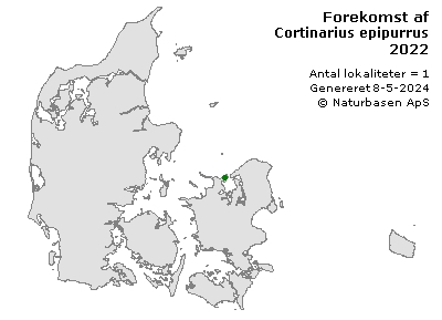 Cortinarius epipurrus - udbredelseskort