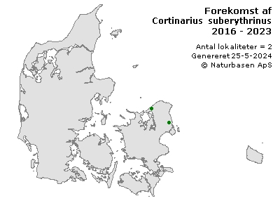 Cortinarius suberythrinus - udbredelseskort
