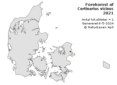 Cortinarius vicinus - udbredelseskort