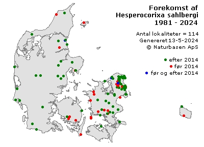Hesperocorixa sahlbergi - udbredelseskort