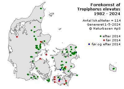 Tropiphorus elevatus - udbredelseskort