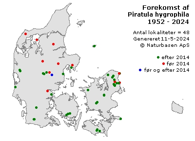 Piratula hygrophila - udbredelseskort