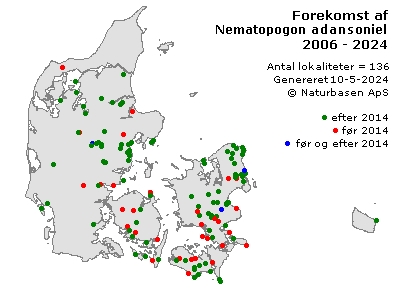 Nematopogon adansoniella - udbredelseskort