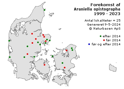 Araniella opistographa - udbredelseskort