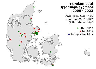 Hypsosinga pygmaea - udbredelseskort