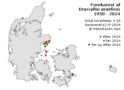 Drassyllus praeficus - udbredelseskort