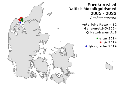 Baltisk Mosaikguldsmed - udbredelseskort