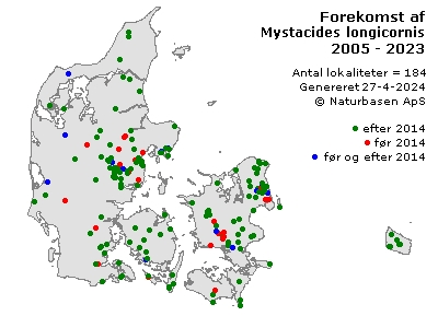 Mystacides longicornis - udbredelseskort