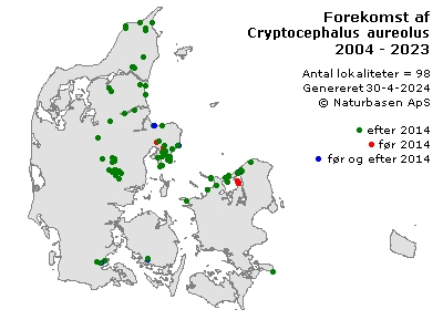 Cryptocephalus aureolus - udbredelseskort