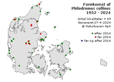 Philodromus collinus - udbredelseskort