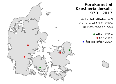 Kaestneria dorsalis - udbredelseskort