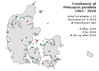 Pelecopsis parallela - udbredelseskort