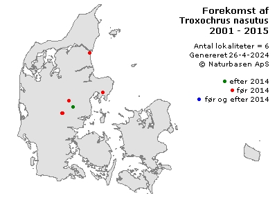 Troxochrus nasutus - udbredelseskort