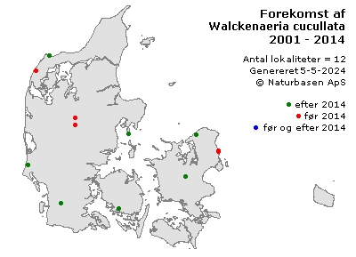 Walckenaeria cucullata - udbredelseskort