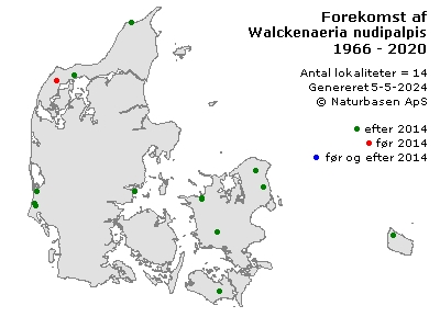 Walckenaeria nudipalpis - udbredelseskort