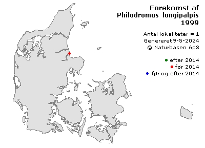 Philodromus longipalpis - udbredelseskort