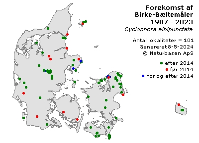 Birke-Bæltemåler - udbredelseskort