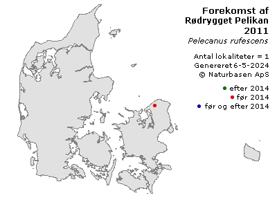 Rødrygget Pelikan - udbredelseskort
