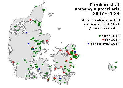 Anthomyia procellaris - udbredelseskort