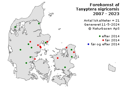 Tanyptera nigricornis - udbredelseskort