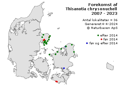 Thisanotia chrysonuchella - udbredelseskort