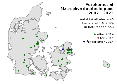 Macrophya duodecimpunctata - udbredelseskort