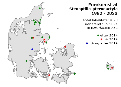 Stenoptilia pterodactyla - udbredelseskort