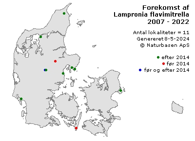 Lampronia flavimitrella - udbredelseskort