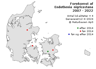 Endothenia nigricostana - udbredelseskort