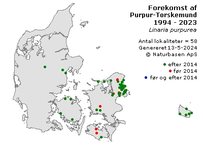 Purpur-Torskemund - udbredelseskort