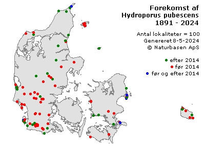 Hydroporus pubescens - udbredelseskort