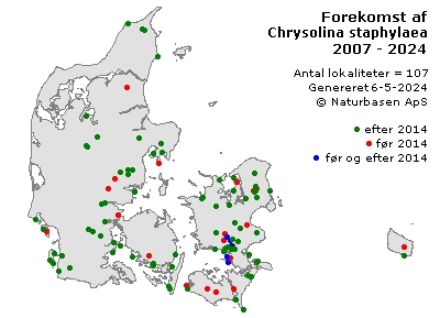 Chrysolina staphylaea - udbredelseskort