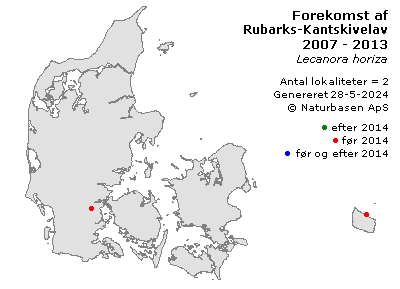 Rubarks-Kantskivelav - udbredelseskort