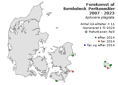Bornholmsk Perikonmåler - udbredelseskort