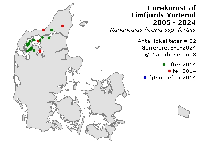 Limfjords-Vorterod - udbredelseskort