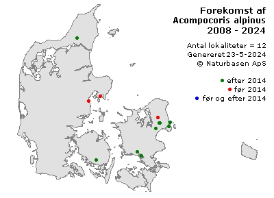 Acompocoris alpinus - udbredelseskort