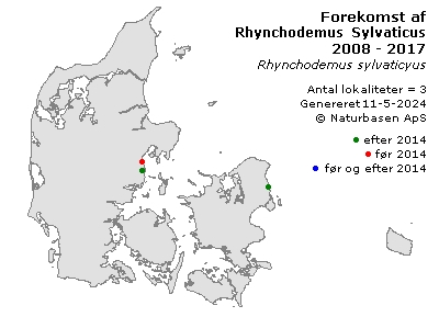 Rhynchodemus Sylvaticus - udbredelseskort