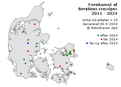 Berytinus crassipes - udbredelseskort