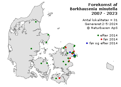 Borkhausenia minutella - udbredelseskort