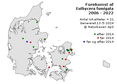 Euthycera fumigata - udbredelseskort