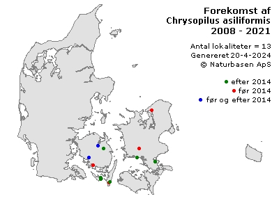 Chrysopilus asiliformis - udbredelseskort