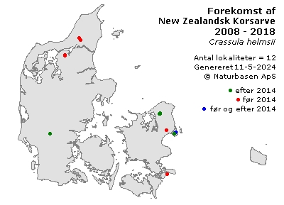 New Zealandsk Korsarve - udbredelseskort