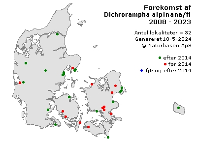 Dichrorampha alpinana/flavidorsana - udbredelseskort
