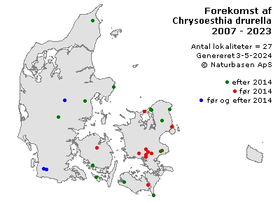 Chrysoesthia drurella - udbredelseskort