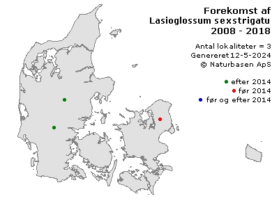 Lasioglossum sexstrigatum s. lat. - udbredelseskort