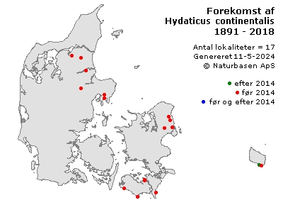 Hydaticus continentalis - udbredelseskort