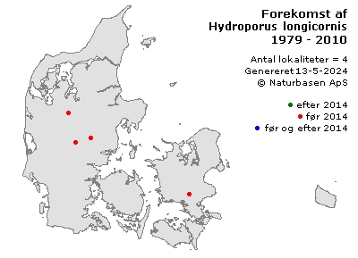 Hydroporus longicornis - udbredelseskort