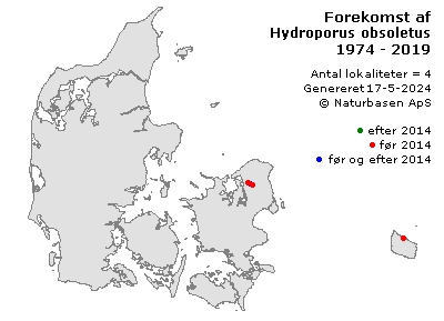 Hydroporus obsoletus - udbredelseskort