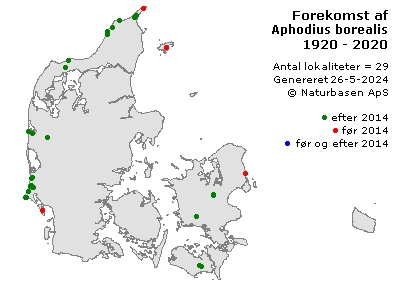 Aphodius borealis - udbredelseskort